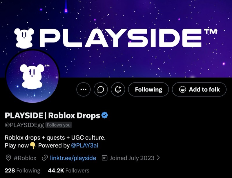 PLAYSIDE on X — @PLAYSIDEgg, 44.2K followers